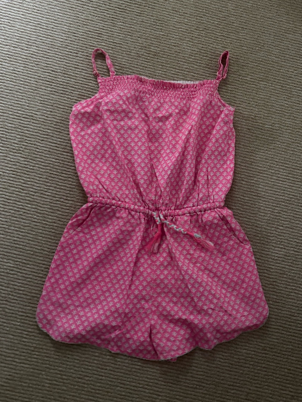 Girls Pink Printed Romper - size 11/12